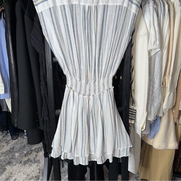 Rails Angelina Ryland Stripe Smocked Waist Linen Mini Dress - Picture 11 of 11